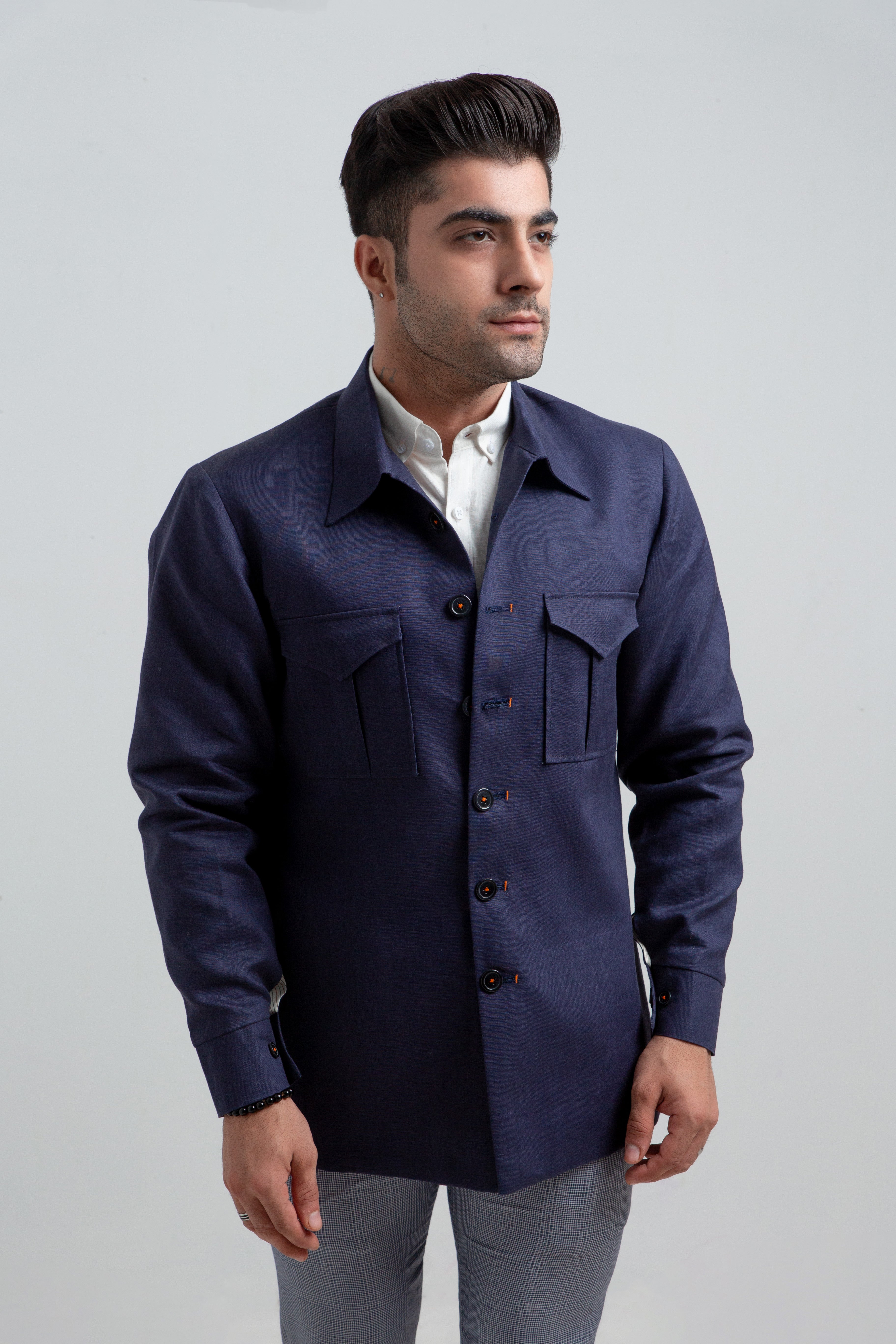 Project Linen Navy Blue Linen Overshirt – Project Linen