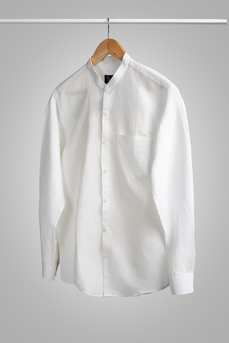 Project Linen White Band Collar Linen Shirt – Project Linen
