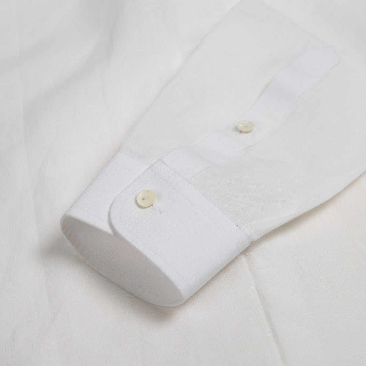 White Band Collar Linen Shirt