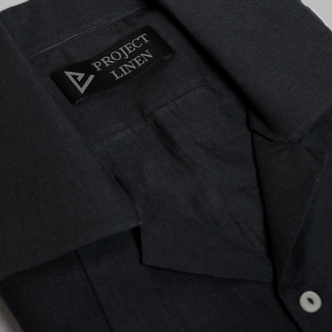 Black Cuban Linen Shirt
